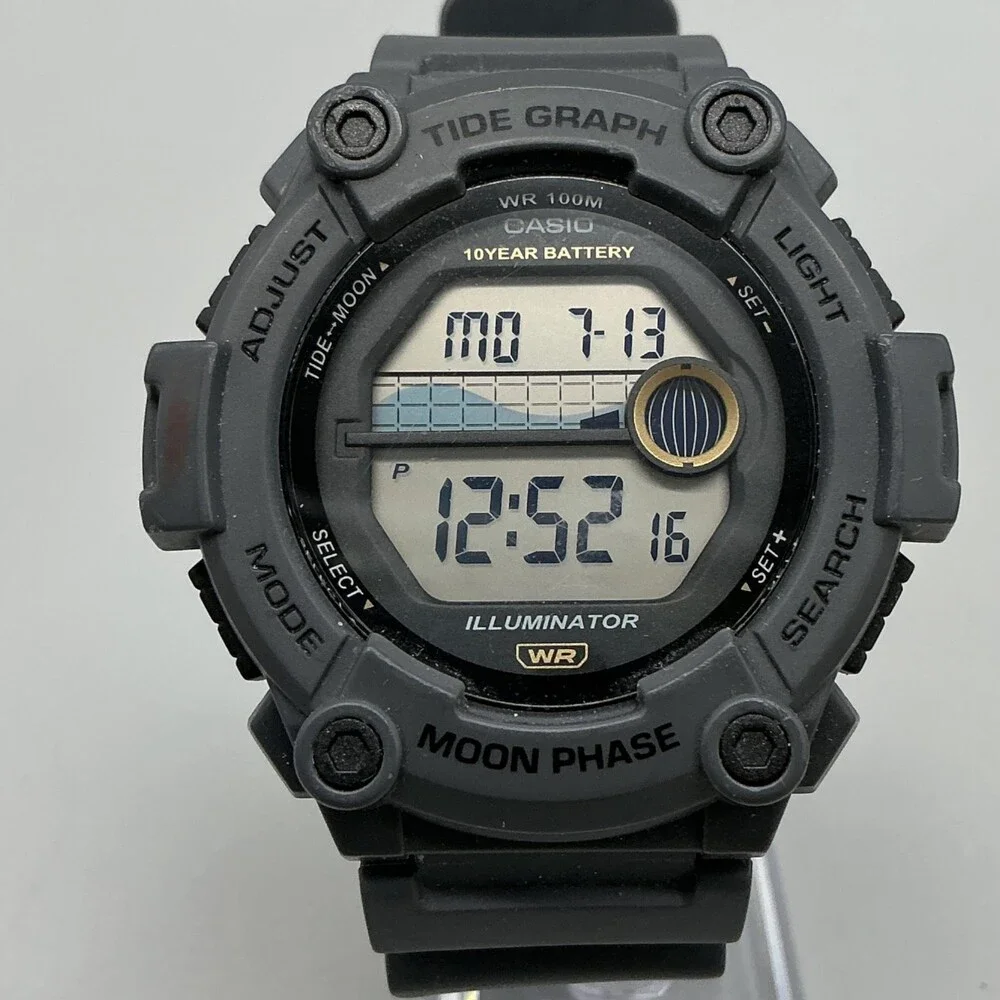 Casio WS-1300H Mens Watch 51mm Digital WR 100M Tide Moon Phase Day Date